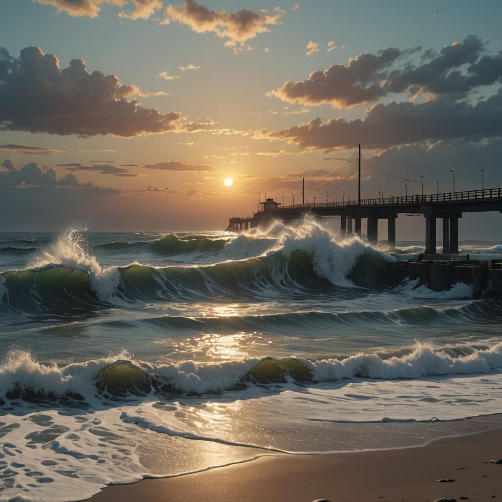 Stunning Sunset Over Ocean, Cinematic Concept Art