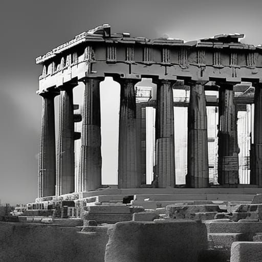 abandoned Parthenon ruins with vines