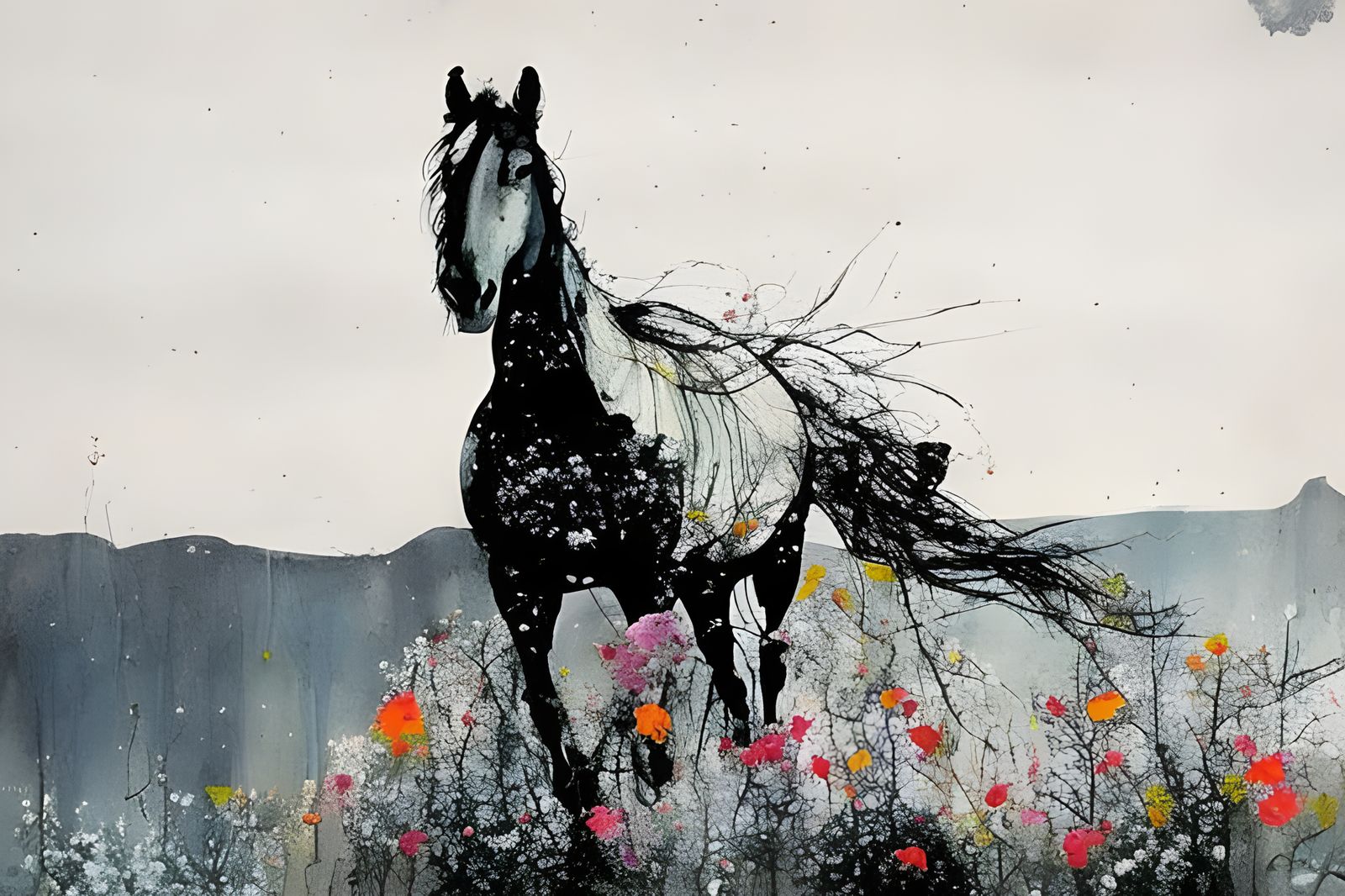 Horse in a wildflower meadow  by @Cassie Peters