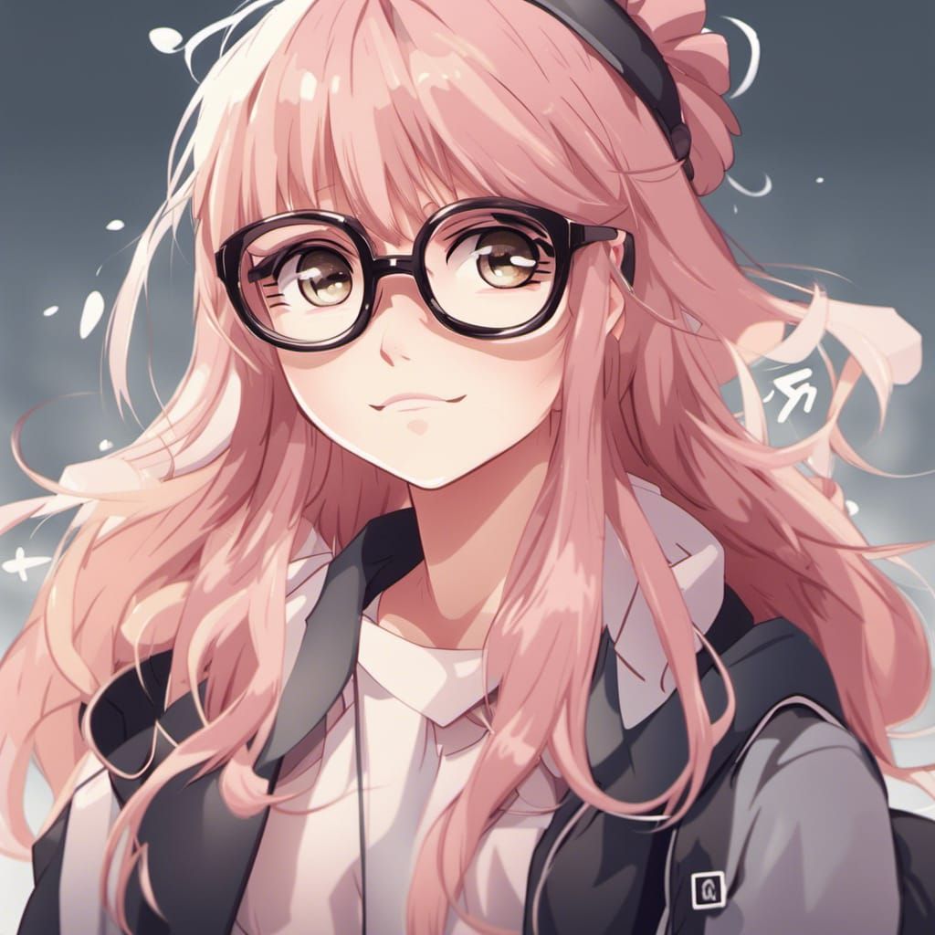 Anime nerd, anime, black, cute, cute girl, girls with classes, glasses,  gris, HD phone wallpaper | Peakpx