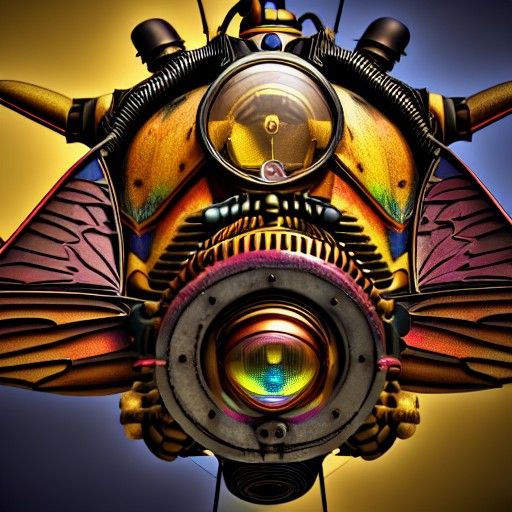 Steampunk Bumblebee with steampunk wings, colorful, bright r...