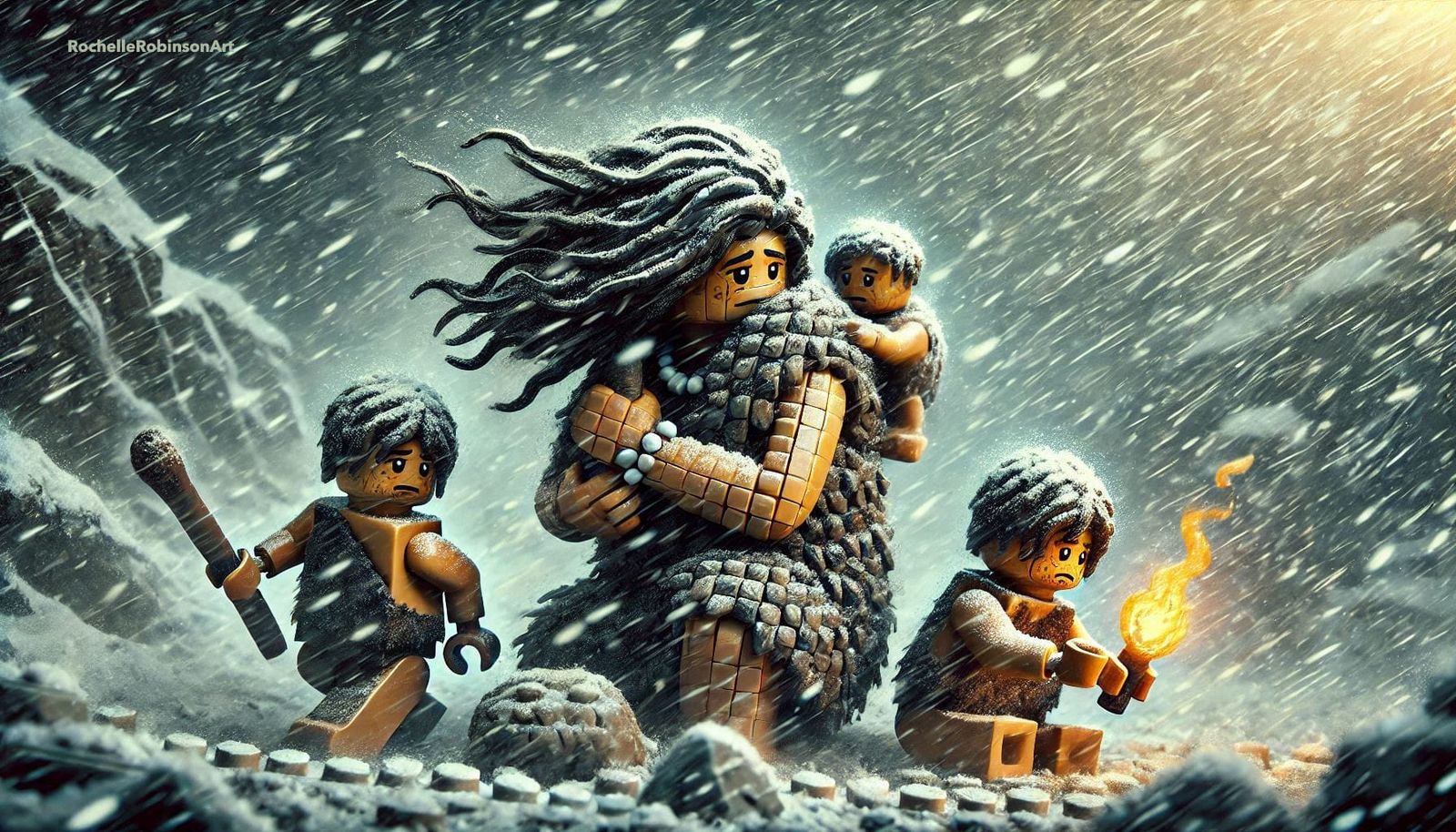 Neanderthals During The Ice Age - Lego Art II