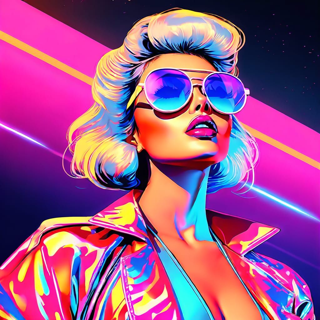 Vaporwave cyberpunk beauty