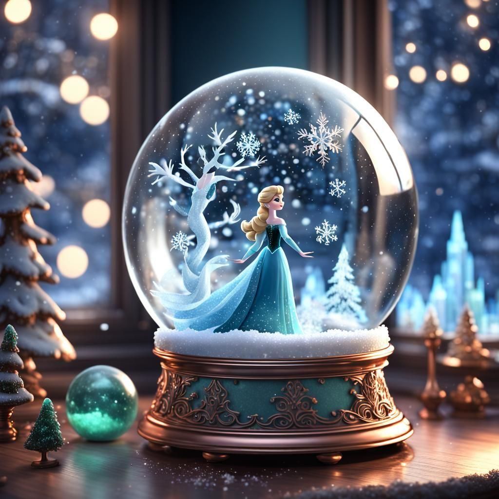 mystical snow globe on the theme of fairy tails , iced tree ...