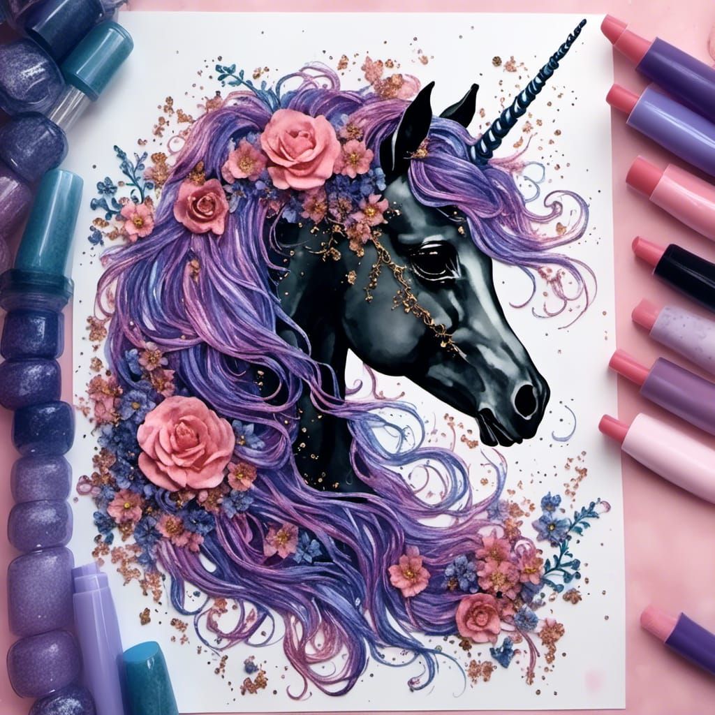 <lora:Unicorni:1.0> Black Unicorn
