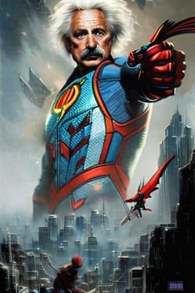 Superhero Albert Einstein  by @TanYG