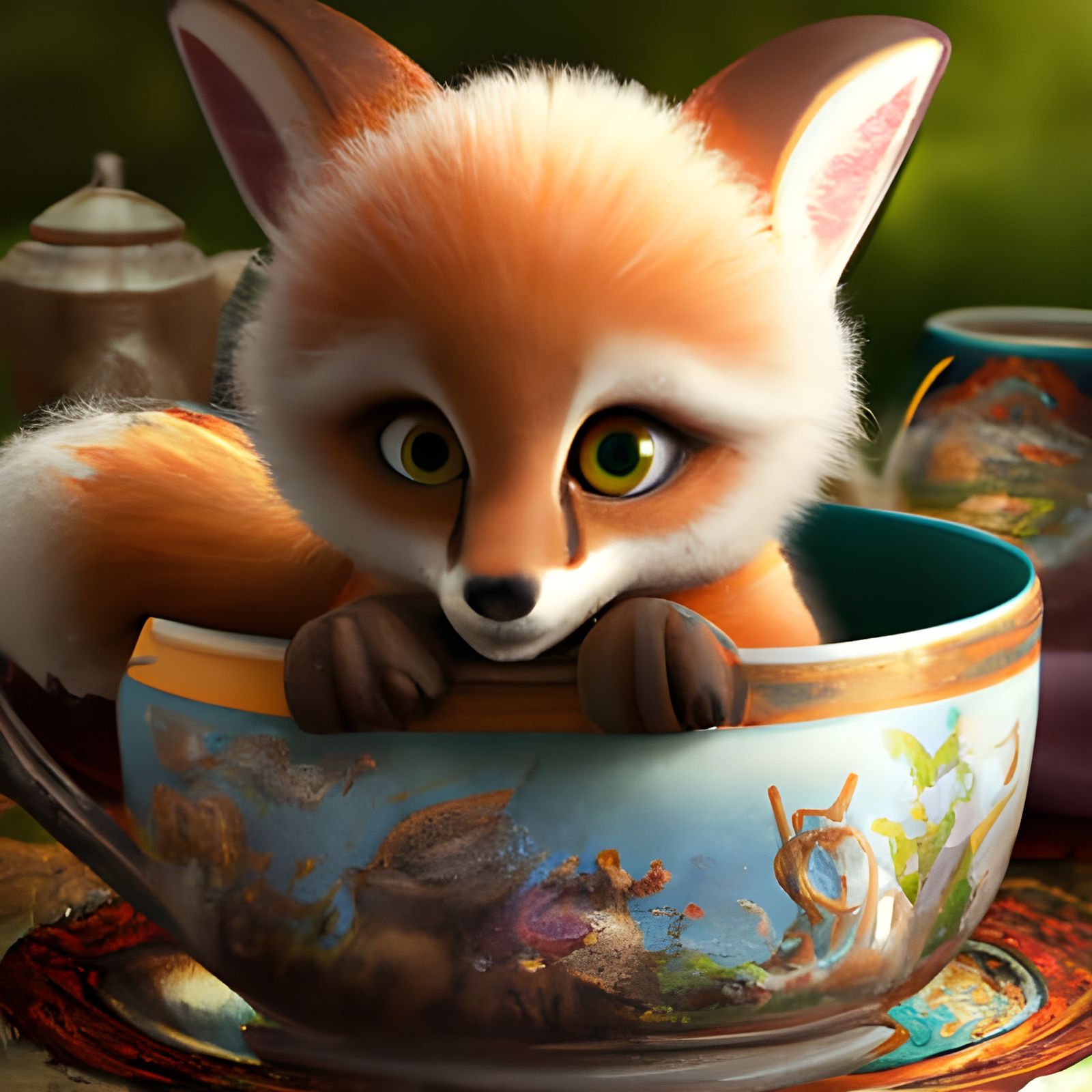fox in a teacup   by @Galaxy 