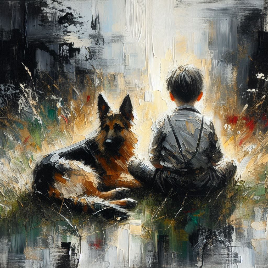 A boy and his German Shepherd