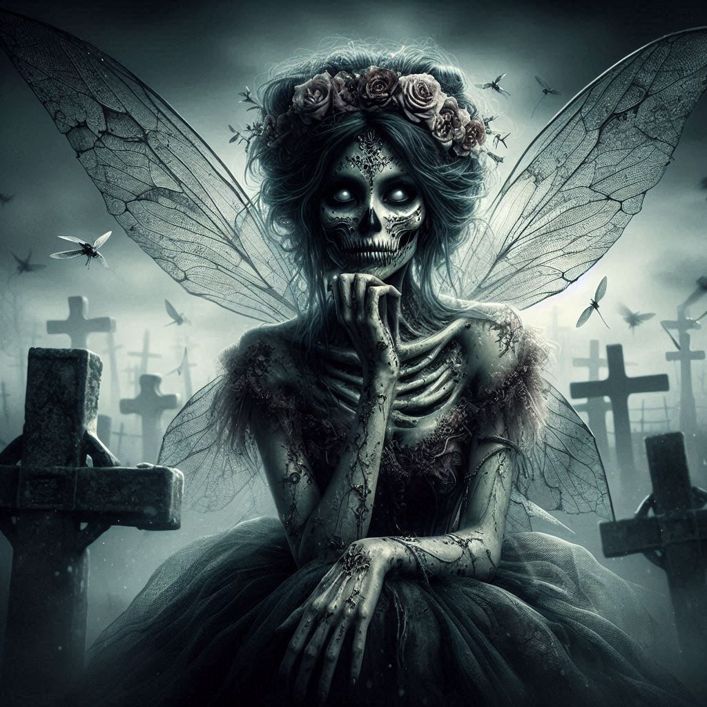 Zombie fairy in film noir style
