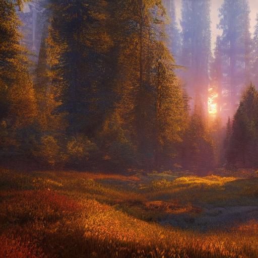 rural forest in golden hour