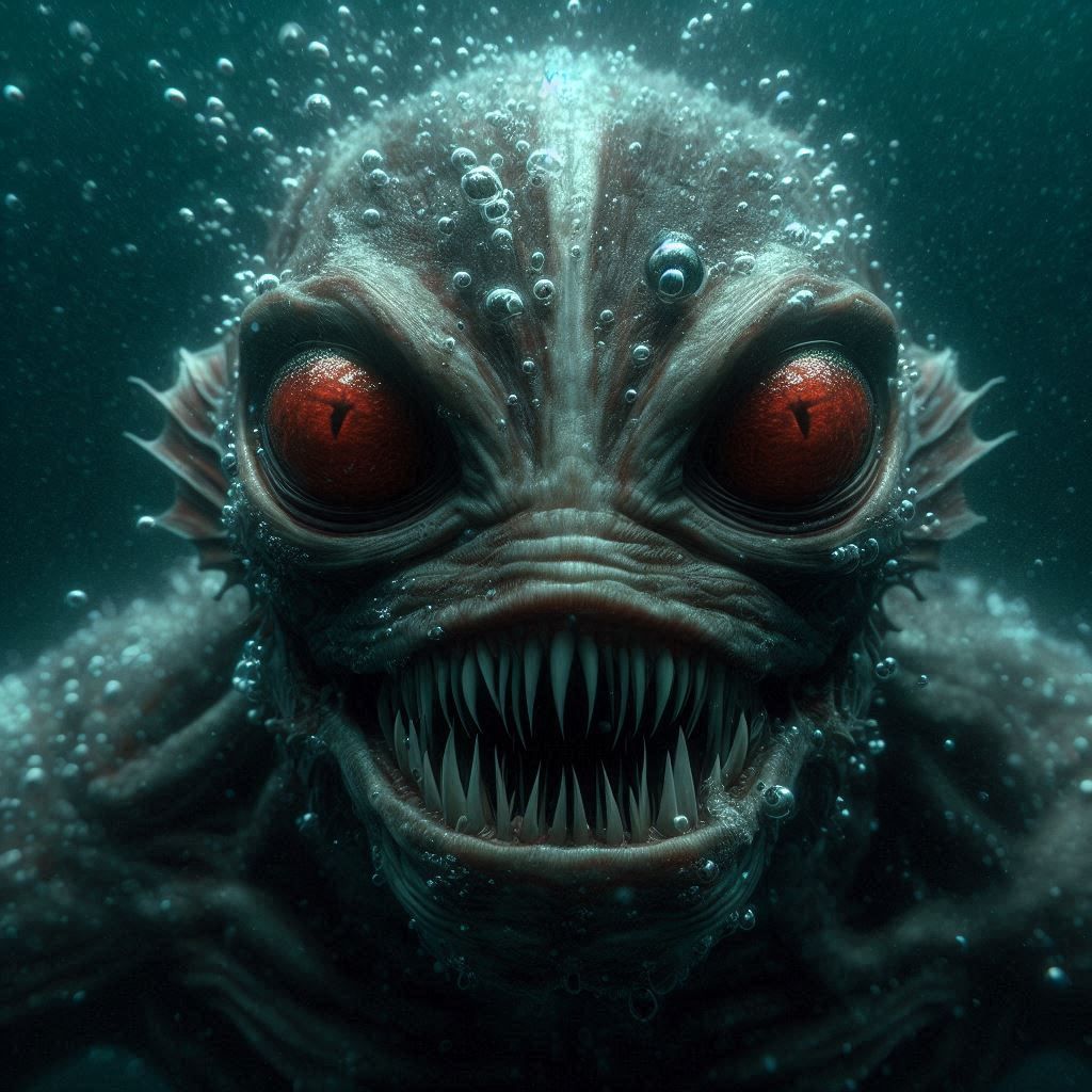 Terrifying red eyed Creatures from the Depths portraits