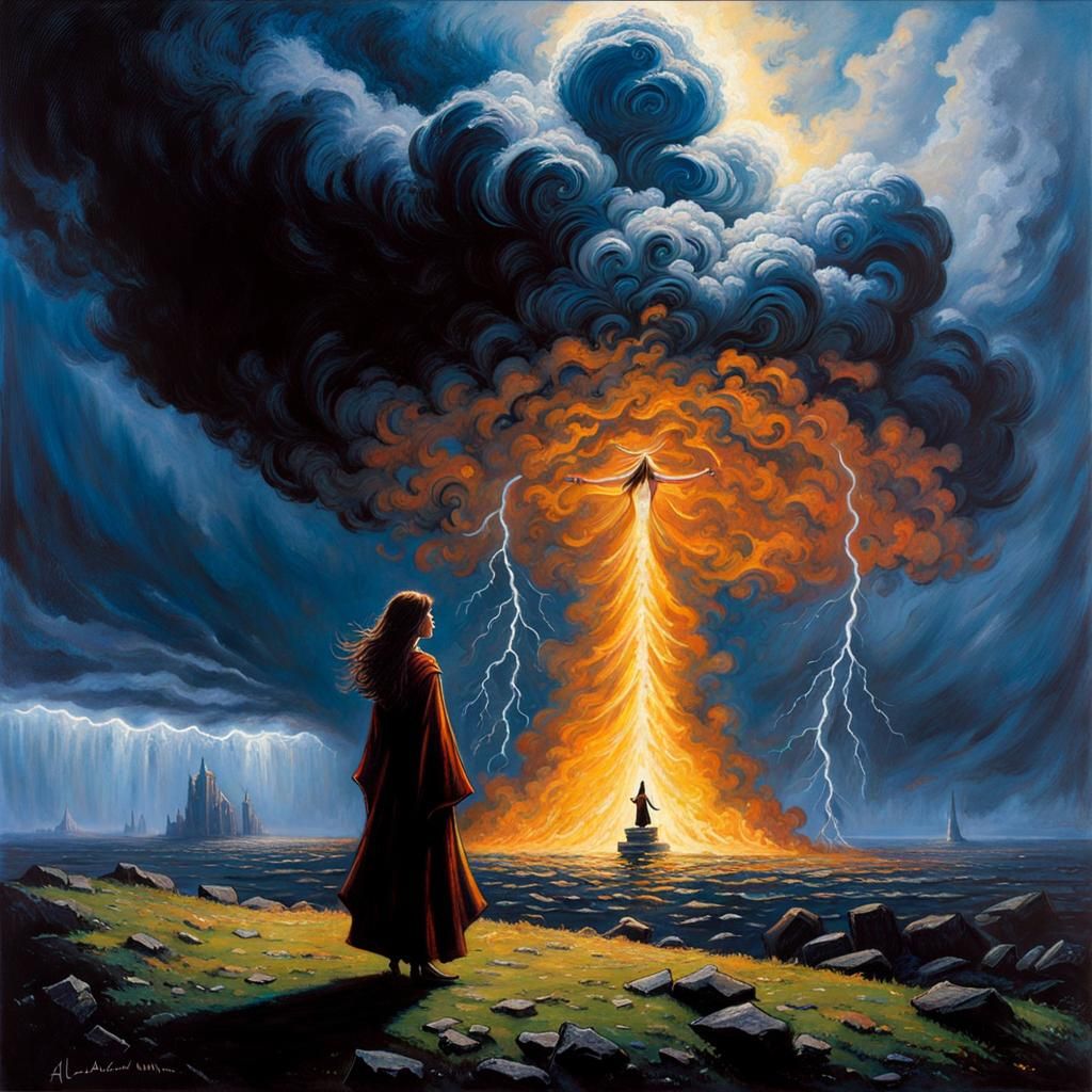 "(age 13 Sorceress) summoning, a (storm elemental:1.2)" (rea...
