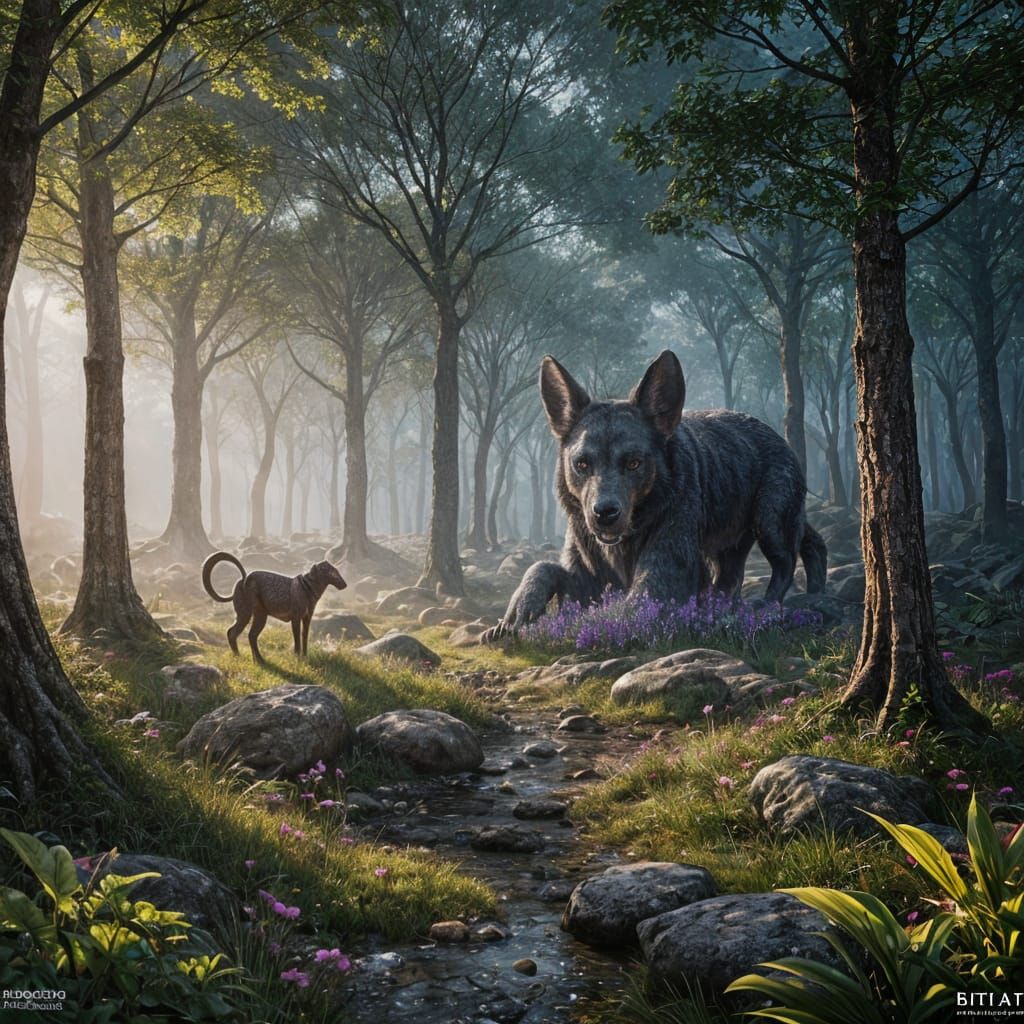 Cute Brown Dachshund in Costume, Detailed Matte Painting