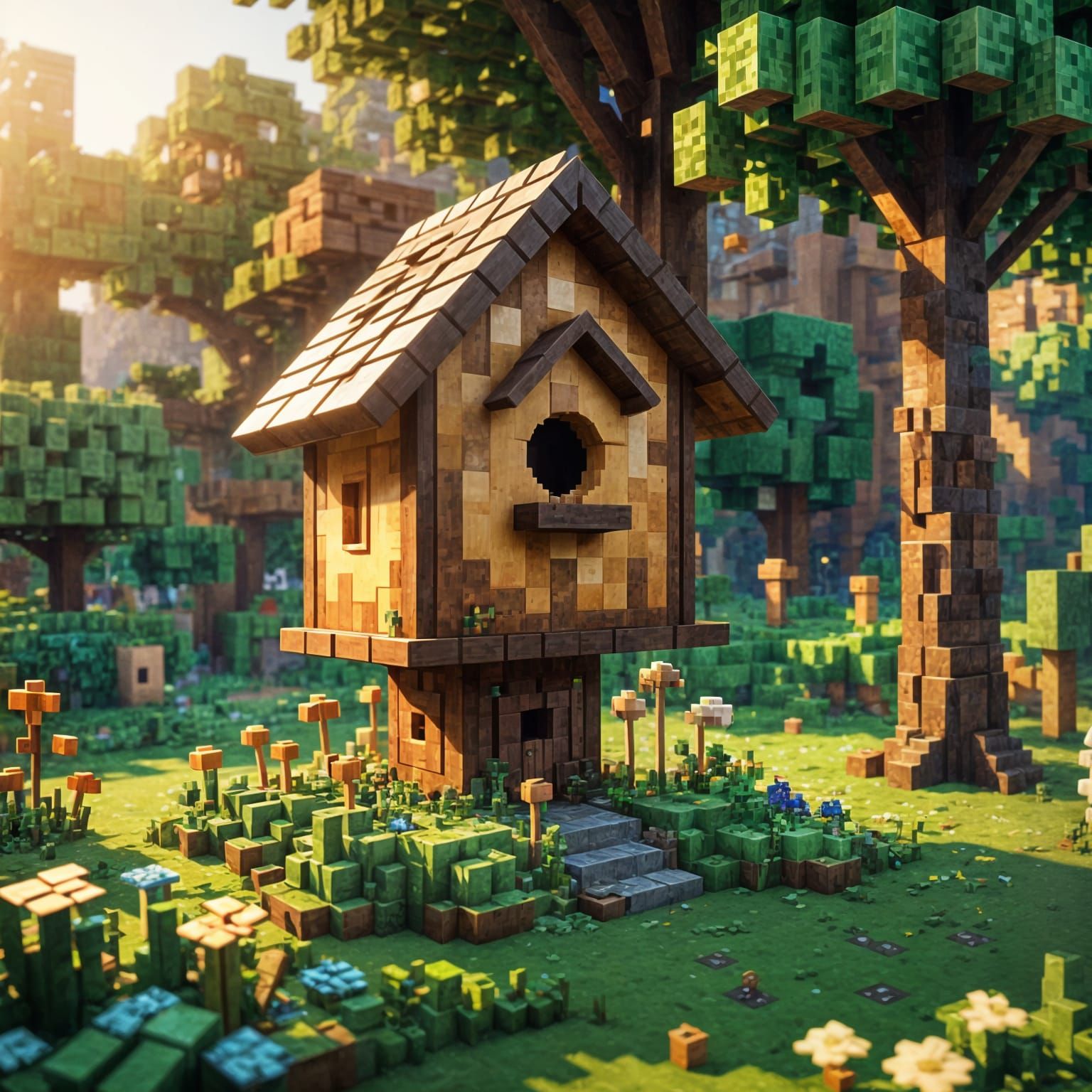 Minecraft birdhouse   by @Komondor