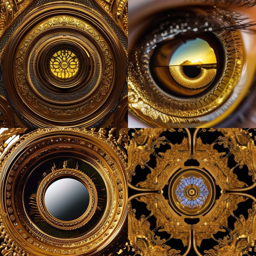 mirror, infinite reflection, eternity, eyes, hyperdetailed, ...