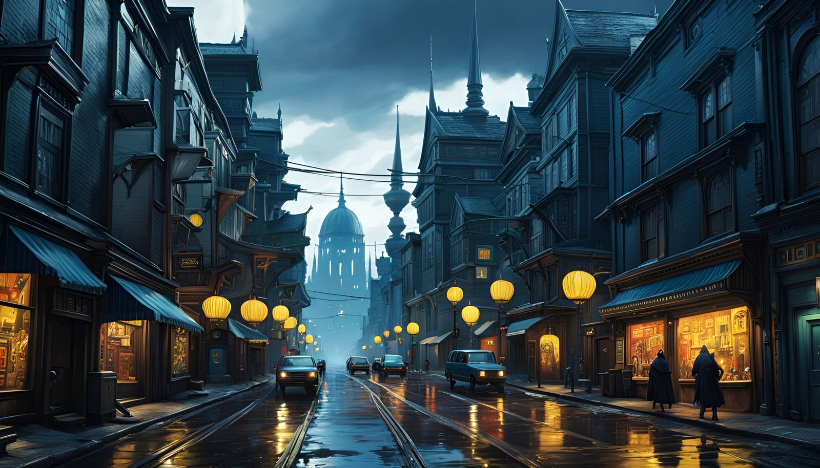City street landscape, 8k resolution concept art by Greg Rut...