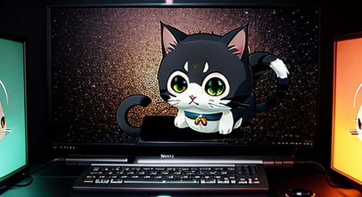 Kawaii chibi cat girl bokeh Splash art Studio Ghibli