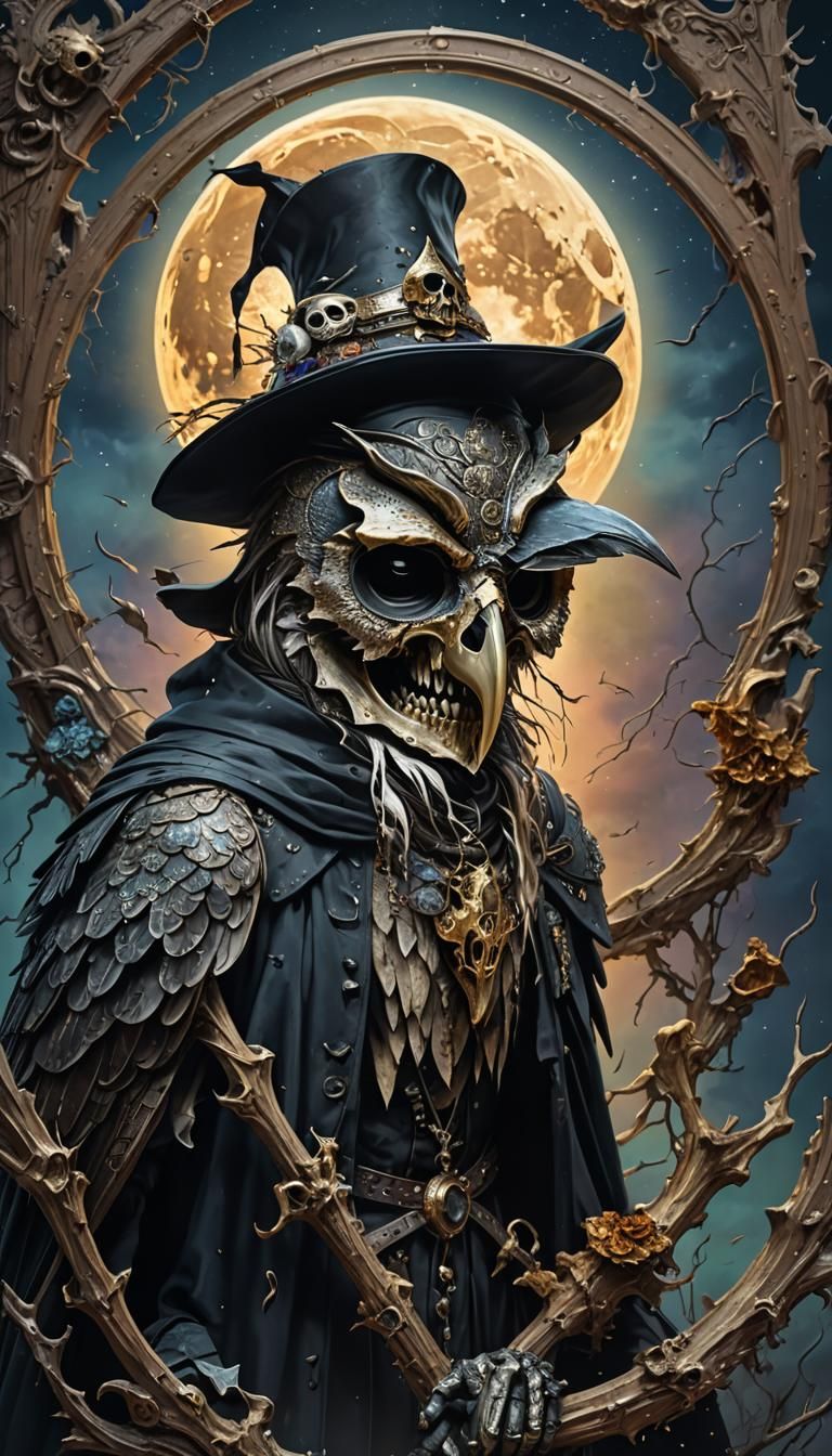 owl, skull, moon, death, Nostradamus Plague Doctor - AI Generated ...