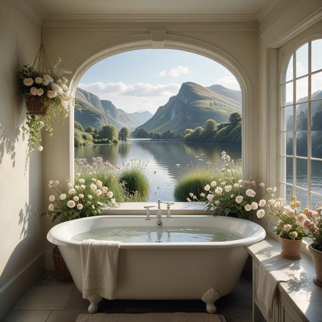 Elegant Bathroom Oasis in Soft Pastel Hues