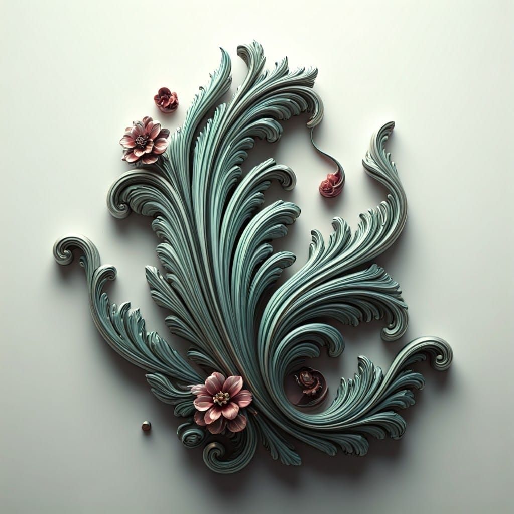 Ethereal Silver Decoration with Delicate Leaves and Flowers