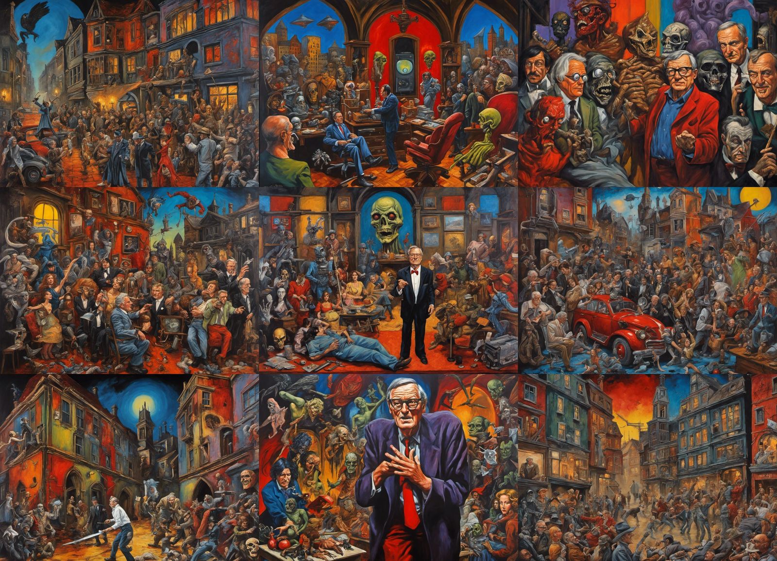 homage to Roger corman film director triadic colors bold colors action