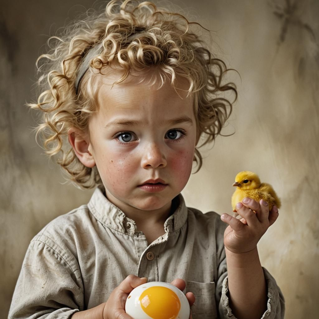 Toddler and Chick: A Heartwarming Portrait