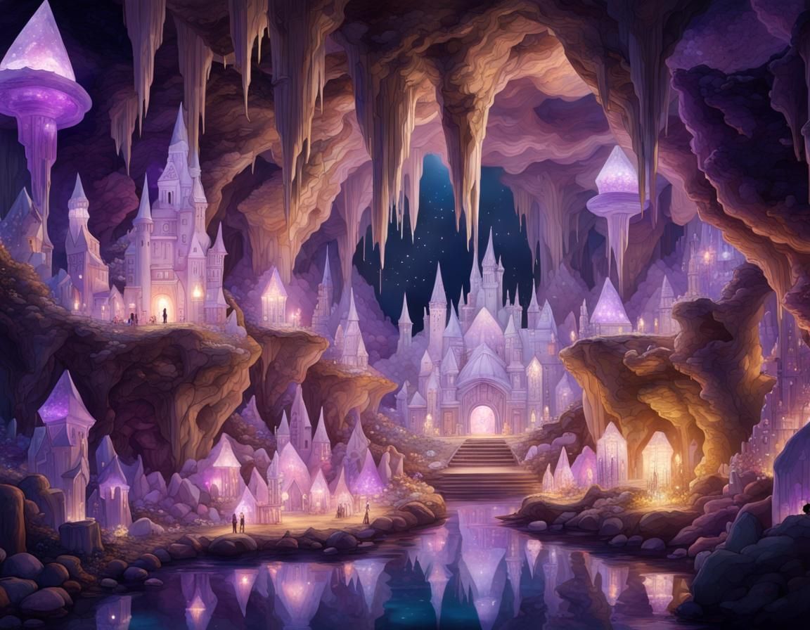 ethereal crystal cave - AI Generated Artwork - NightCafe Creator