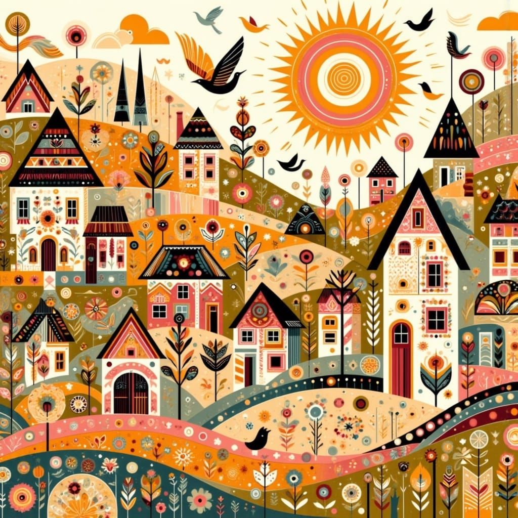 Whimsical Village life <lora:Earth and bricks:1.0> 
