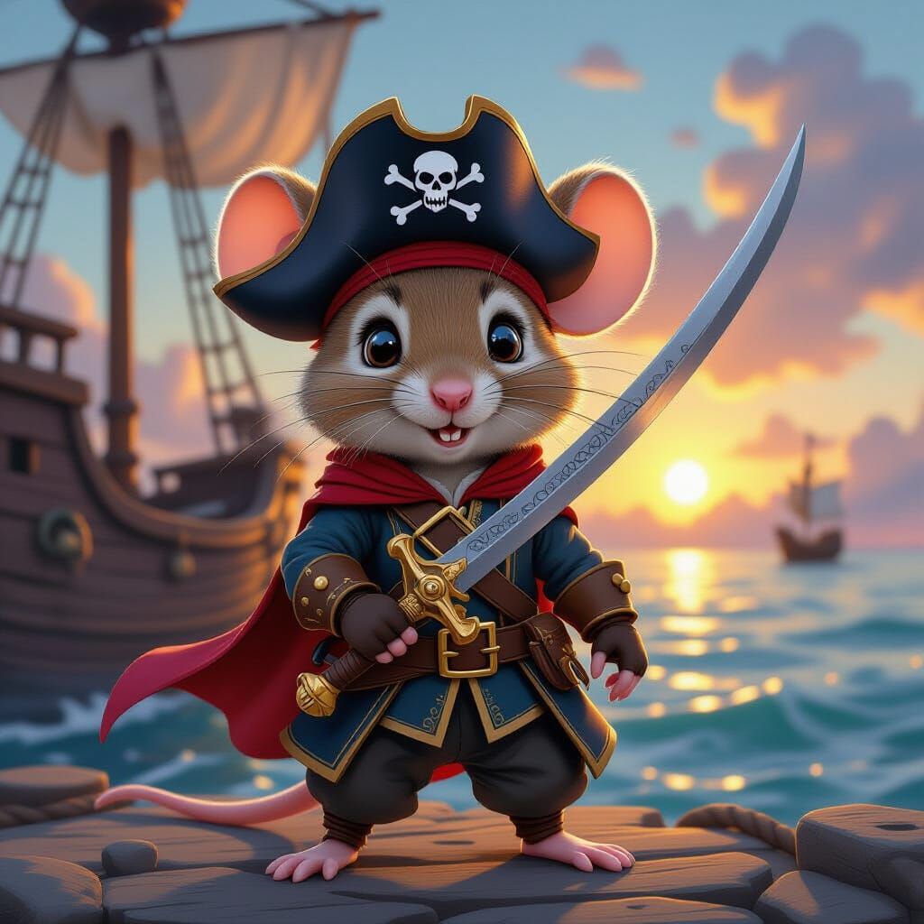 A mouse pirate with a saber.  by @Ramzey