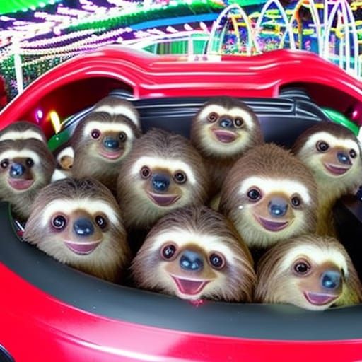 sloths at the funfair... - Sloths Bumper Car Fiesta: 3D Digi...
