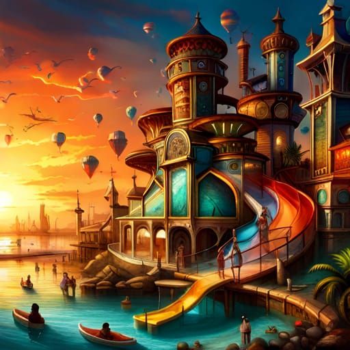 Magical Water Park And Beach Environment - AI Generated Artwork ...