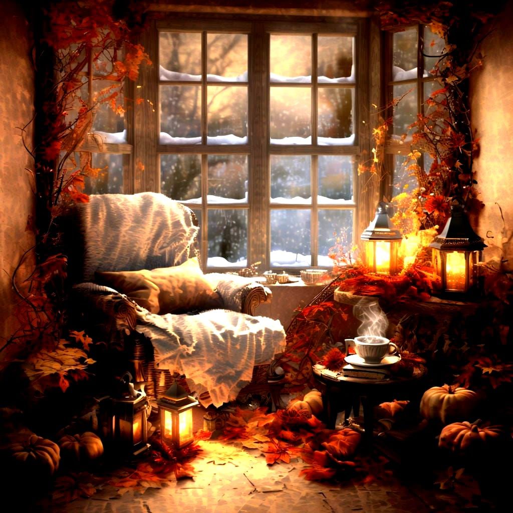 Cozy cabin in autumn