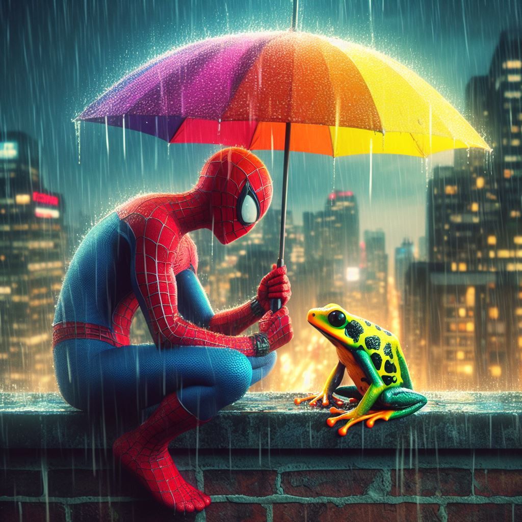 Spiderman: "Cute frog!"
