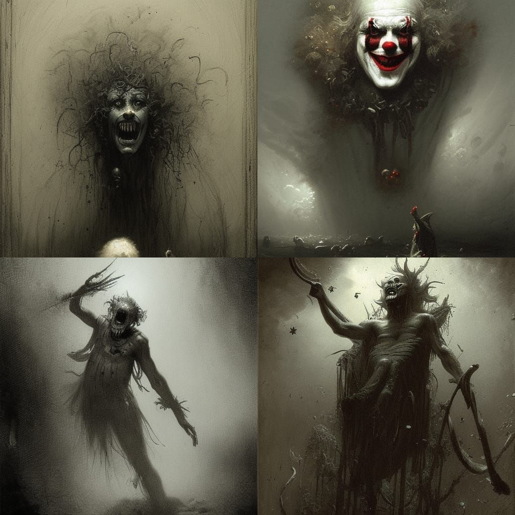 clown horror Gustave Doré Greg Rutkowski