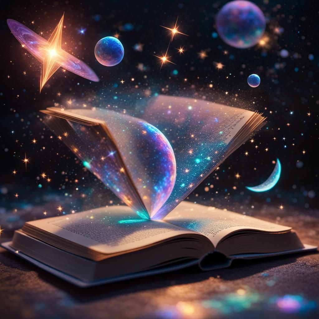 Holographic galaxy book   by @Arrioch