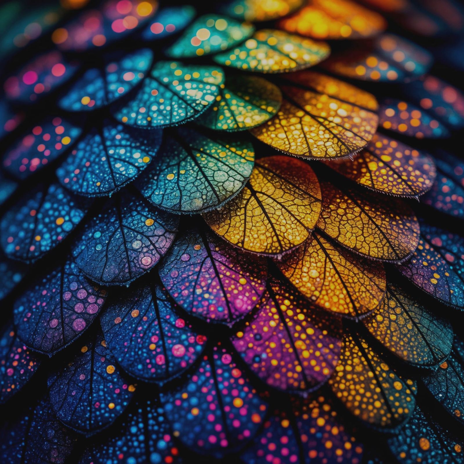 a macro view of the textured surface of a butterfly wing, revealing the intricate patterns and iridescent ...  by @g r r c