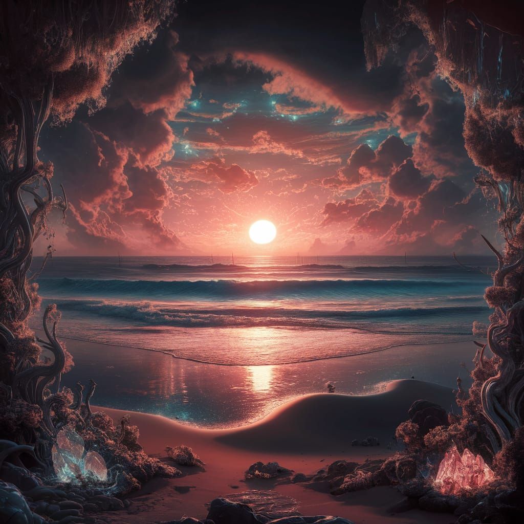 A magical sunset at the beach