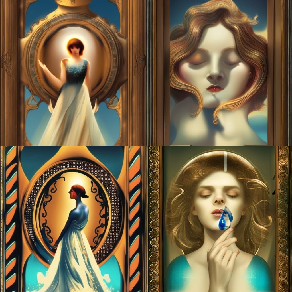 TIME GODDESS TRAPPED IN AN HOURGLASS FILLING WITH SAND