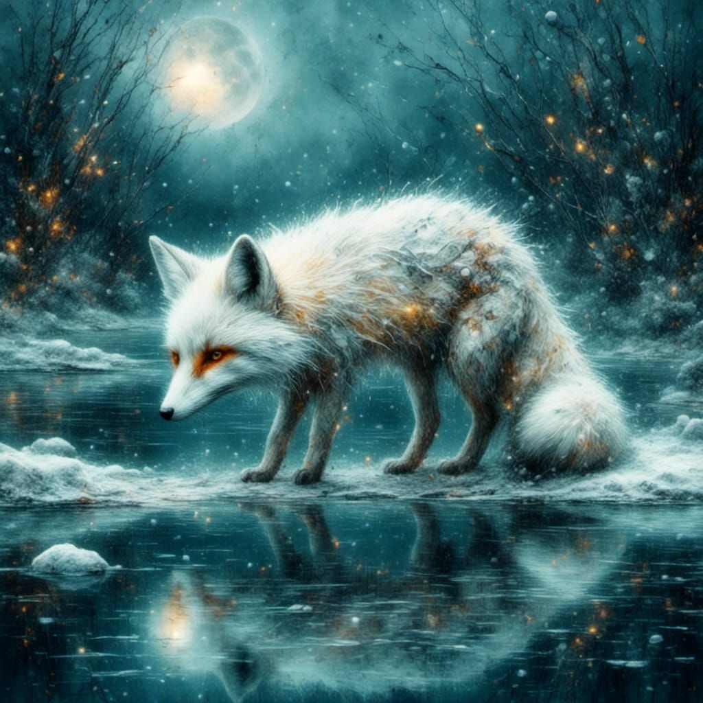 Thirsty fox