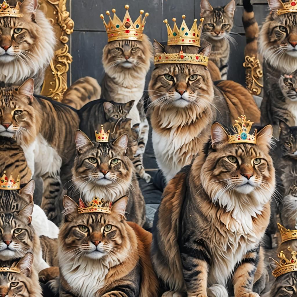 A largest cat wearing crown