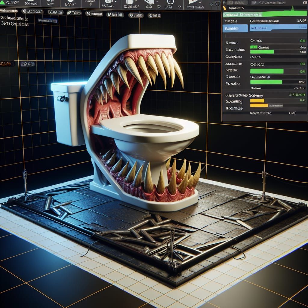 a toilet mimic showing sharp teeth