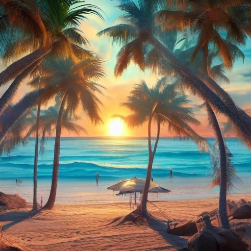 <lora:test1-5:1.0> A beautiful wide-angle shot of a tropical...