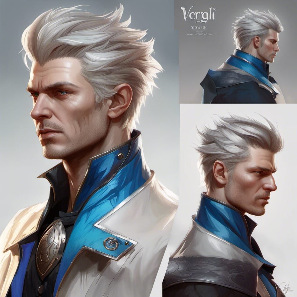 portrait of a beautiful rendition of vergil, devil may, Stable Diffusion