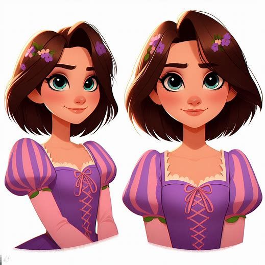 Rapunzel with Short Brunette Hair Dark Disney