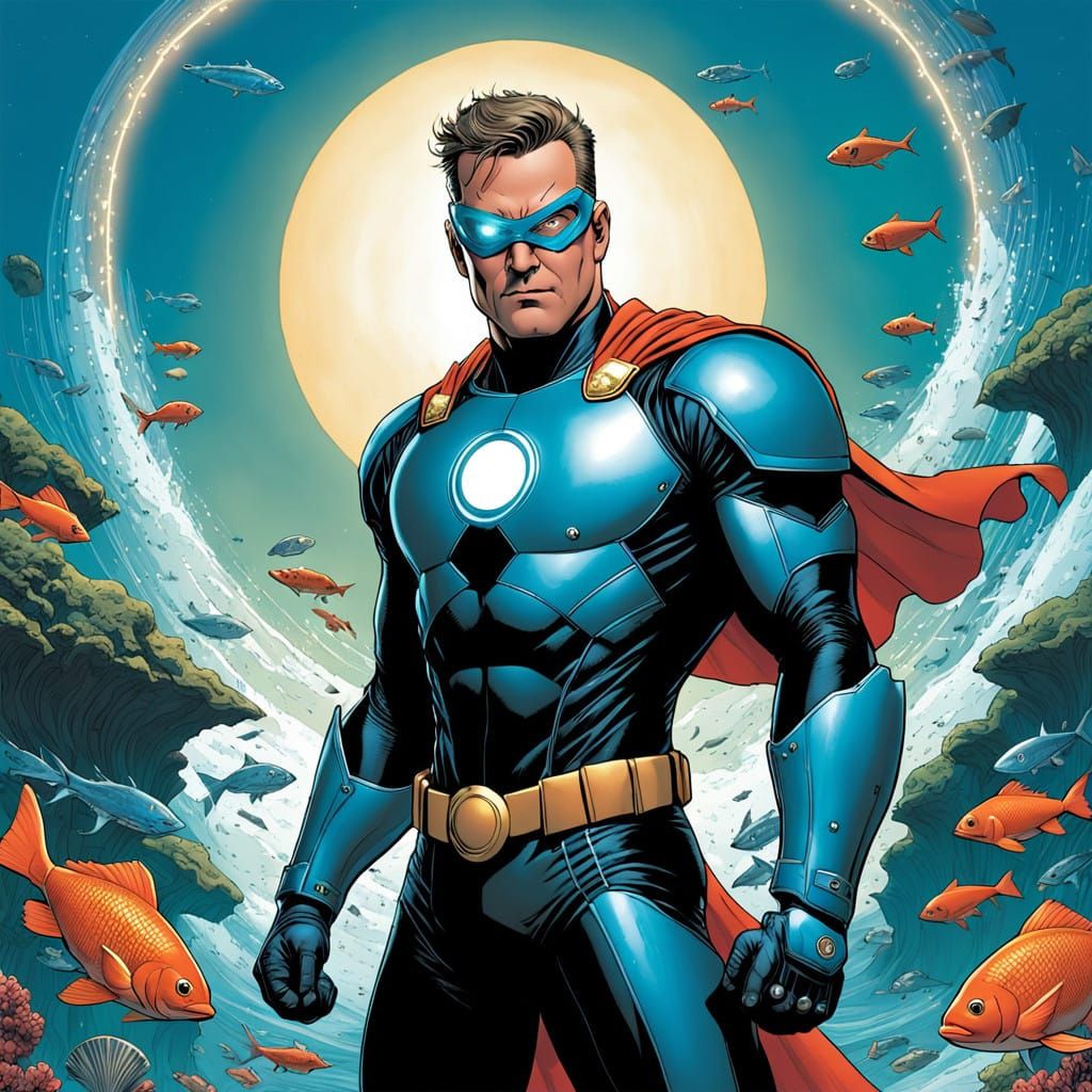 Kepten Maximus, a superhero defending sealife and environment  by @moowokuorn