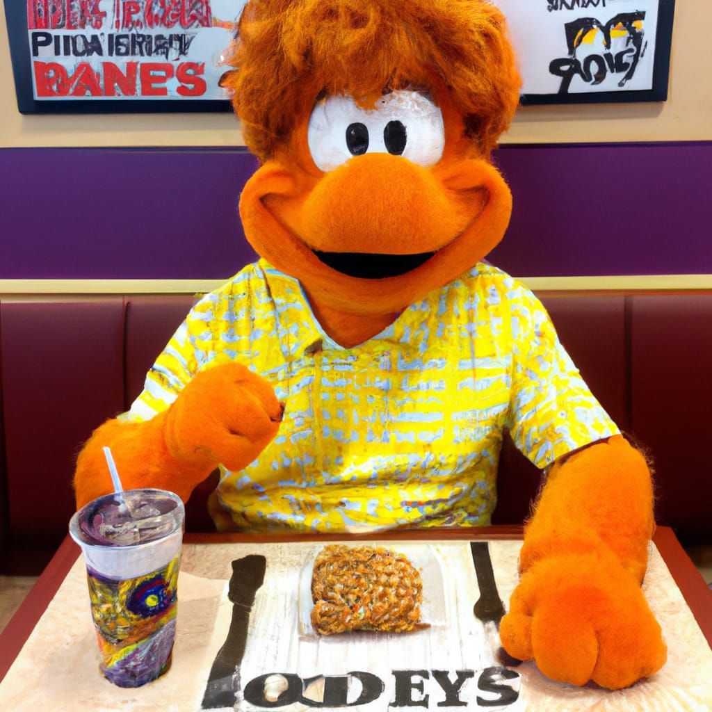 Barney Rubble eating at Popeyes - AI Generated Artwork - NightCafe Creator