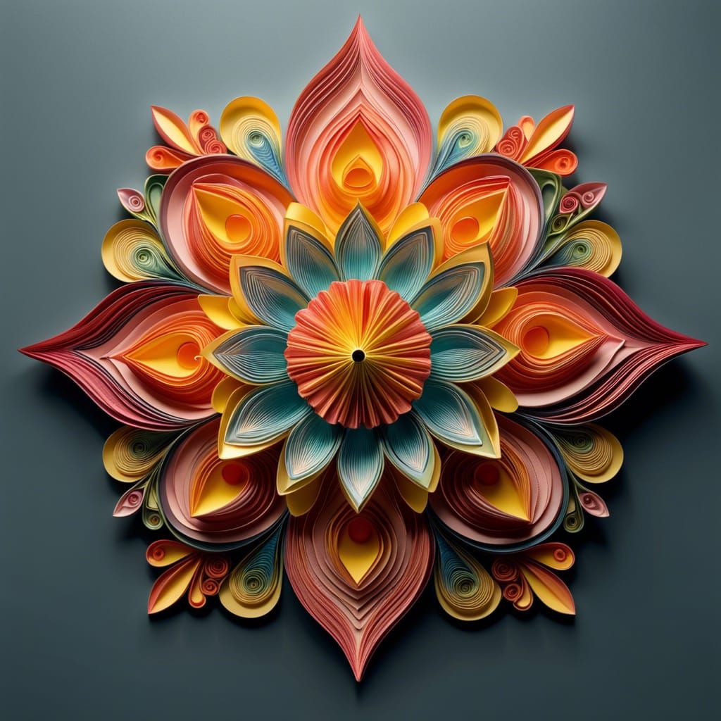 Origami Mandala Flower - AI Generated Artwork - NightCafe Creator