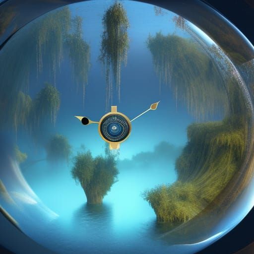 clock inside a water bubble