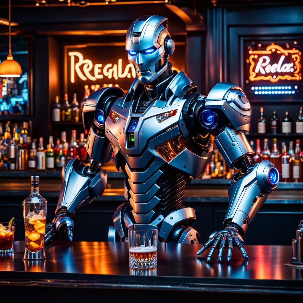 Robotic Bartender. - AI Generated Artwork - NightCafe Creator