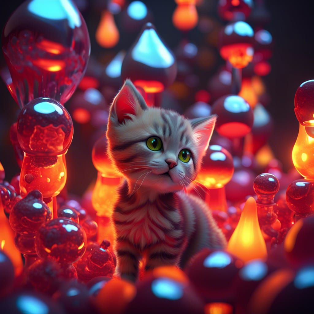 Kitten inside lava lamp